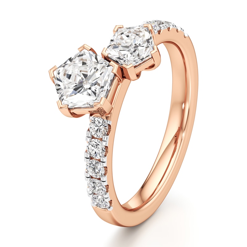 Main Image 4 of J'Lure Pentagon Brilliant-Cut Two-Stone Lab-Grown Diamond Engagement Ring 1-3/4 ct tw 18K Rose Gold
