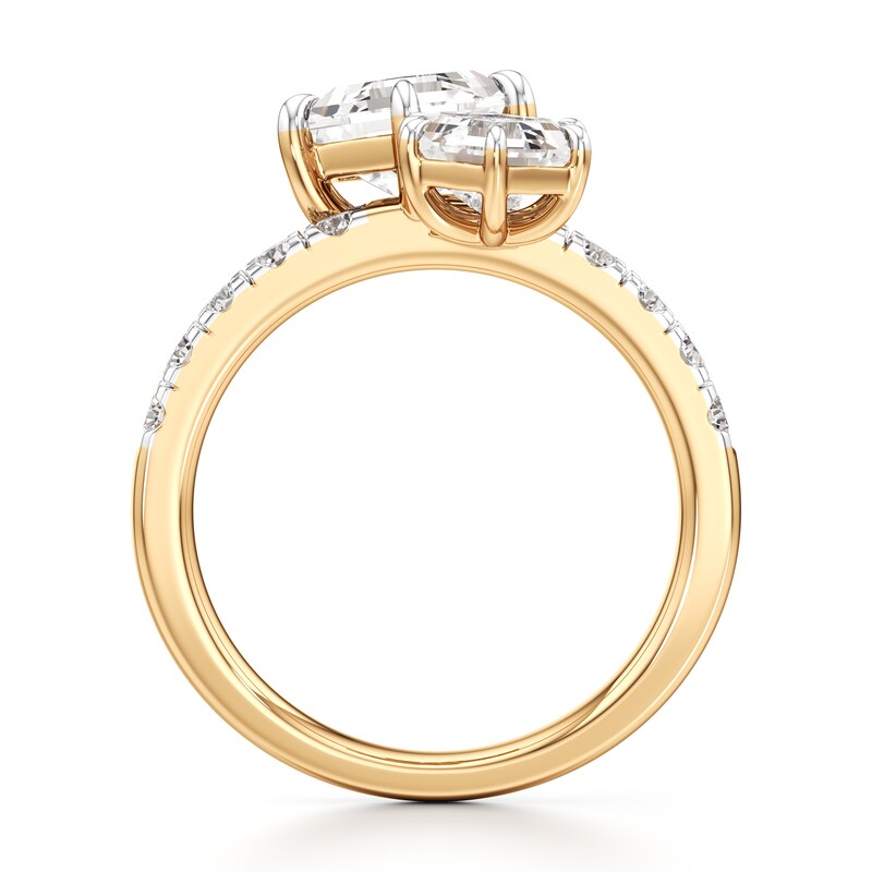 Main Image 2 of J'Lure Hexagon Step-Cut Two-Stone Lab-Grown Diamond Engagement Ring 3-3/8 ct tw 18K Yellow Gold