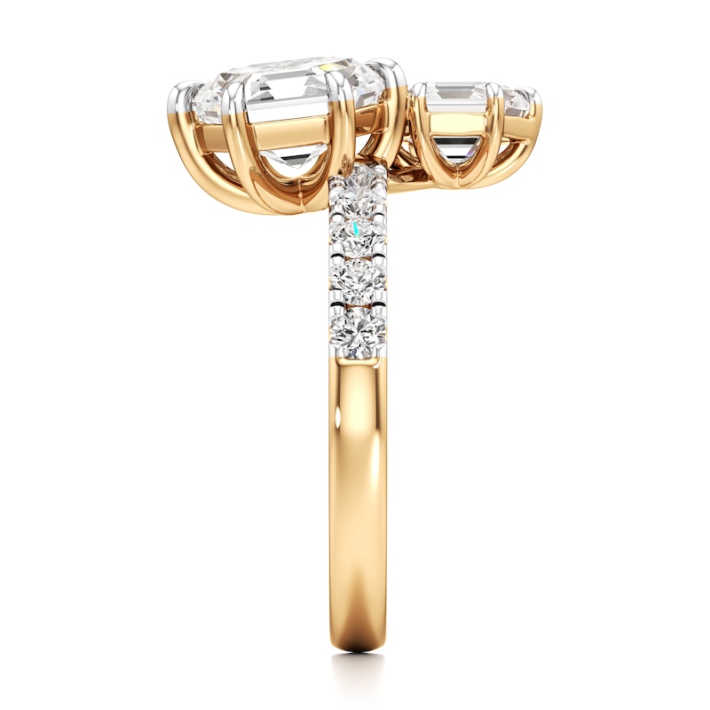Main Image 3 of J'Lure Hexagon Step-Cut Two-Stone Lab-Grown Diamond Engagement Ring 3-3/8 ct tw 18K Yellow Gold