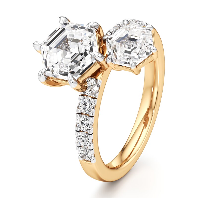 Main Image 4 of J'Lure Hexagon Step-Cut Two-Stone Lab-Grown Diamond Engagement Ring 3-3/8 ct tw 18K Yellow Gold