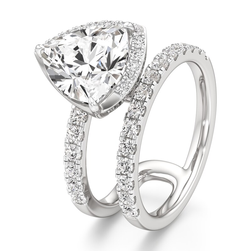 Main Image 4 of J'Lure Trillion Curved Brilliant-Cut Lab-Grown Diamond Spiral Engagement Ring 3-3/4 ct tw 18K White Gold