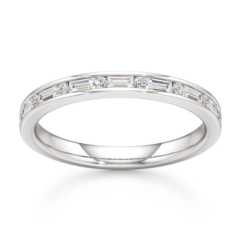 Main Image 1 of J'Lure Baguette & Round-Cut Lab-Grown Diamond Wedding Band 1/3 ct tw 18K White Gold