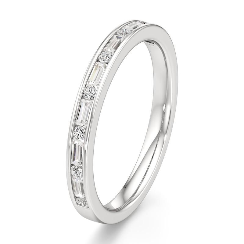Main Image 4 of J'Lure Baguette & Round-Cut Lab-Grown Diamond Wedding Band 1/3 ct tw 18K White Gold