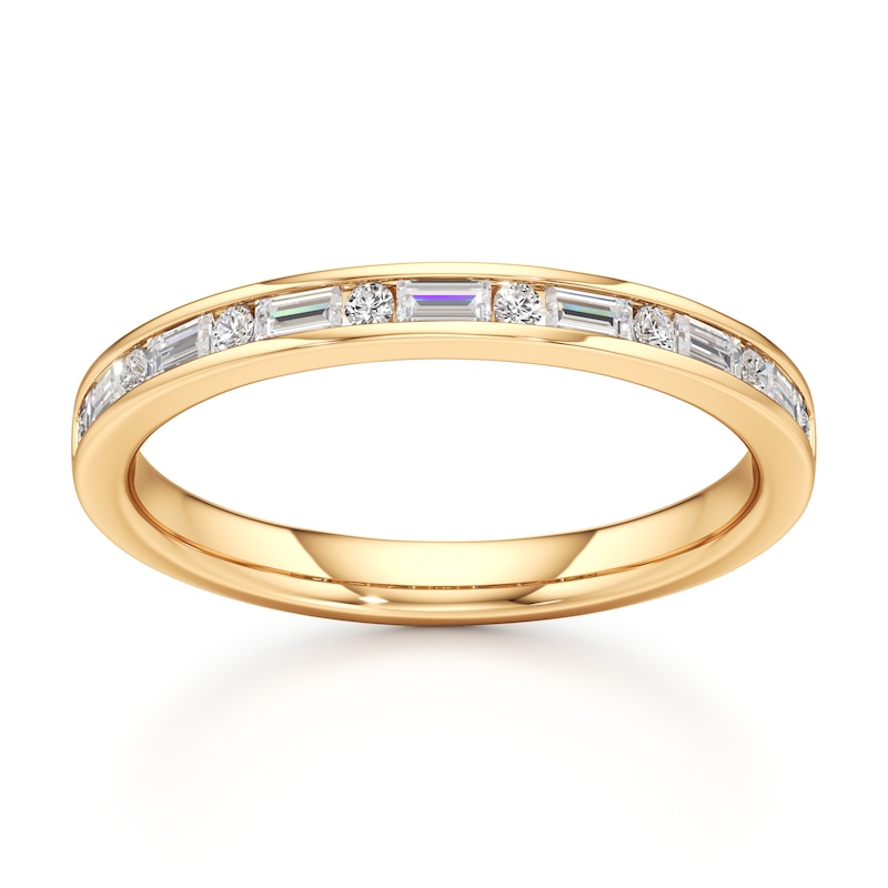 Main Image 1 of J'Lure Baguette & Round-Cut Lab-Grown Diamond Wedding Band 1/3 ct tw 18K Yellow Gold