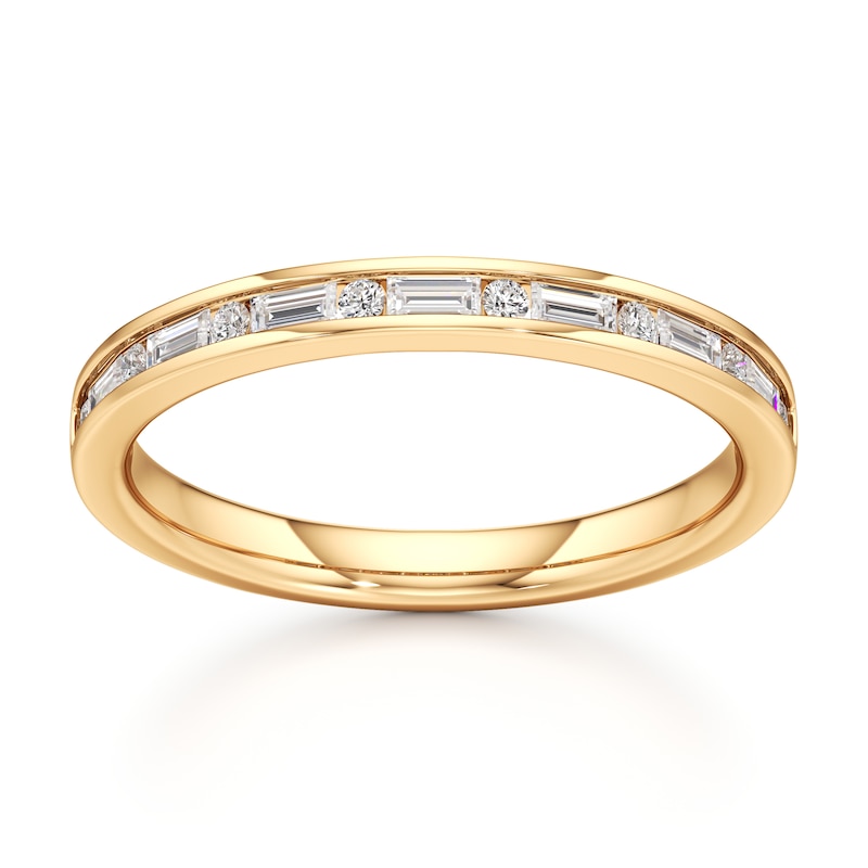 Main Image 1 of J'Lure Baguette & Round-Cut Lab-Grown Diamond Wedding Band 1/3 ct tw 18K Yellow Gold