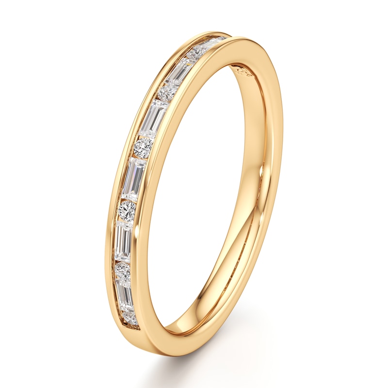 Main Image 4 of J'Lure Baguette & Round-Cut Lab-Grown Diamond Wedding Band 1/3 ct tw 18K Yellow Gold