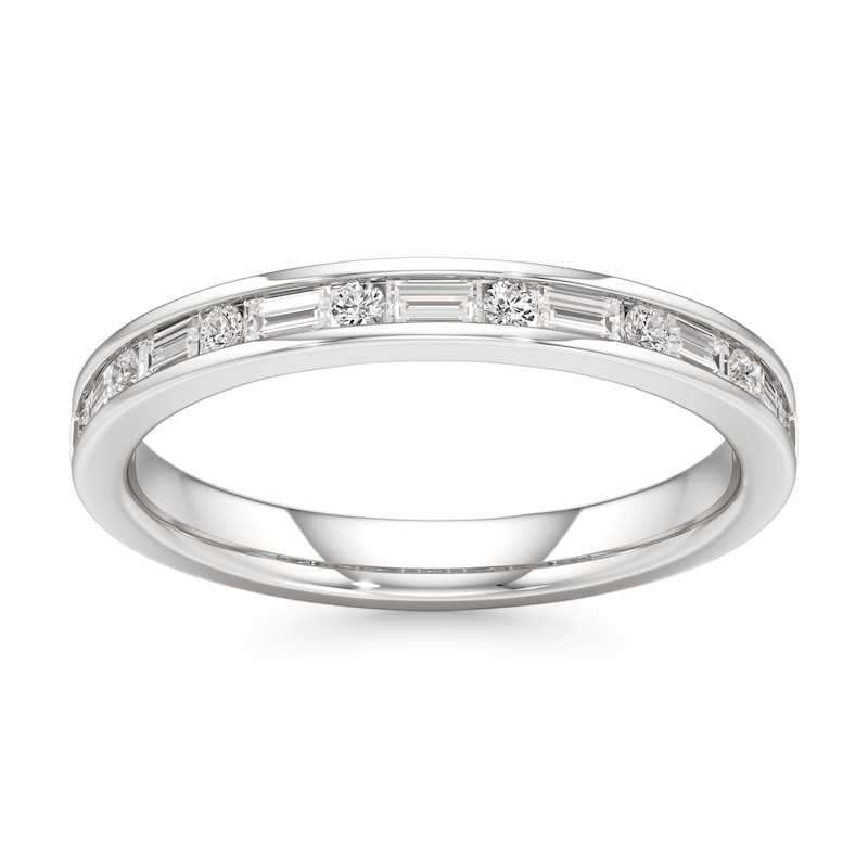 Main Image 1 of J'Lure Baguette & Round-Cut Lab-Grown Diamond Wedding Band 3/8 ct tw 18K White Gold