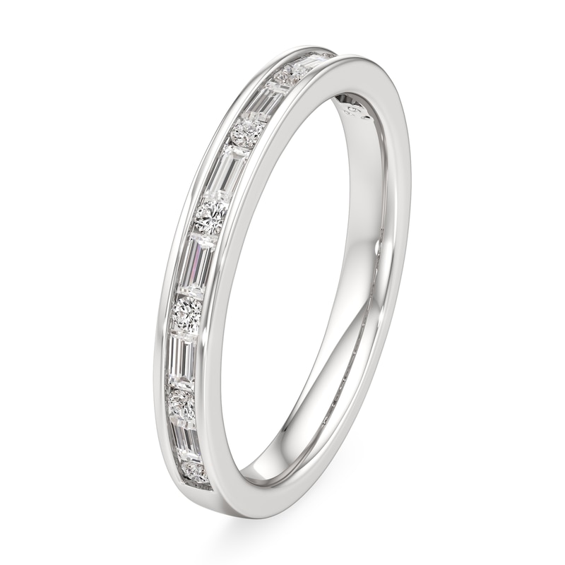 Main Image 4 of J'Lure Baguette & Round-Cut Lab-Grown Diamond Wedding Band 3/8 ct tw 18K White Gold