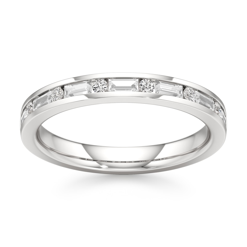 Main Image 1 of J'Lure Baguette & Round-Cut Lab-Grown Diamond Wedding Band 3/8 ct tw 18K White Gold