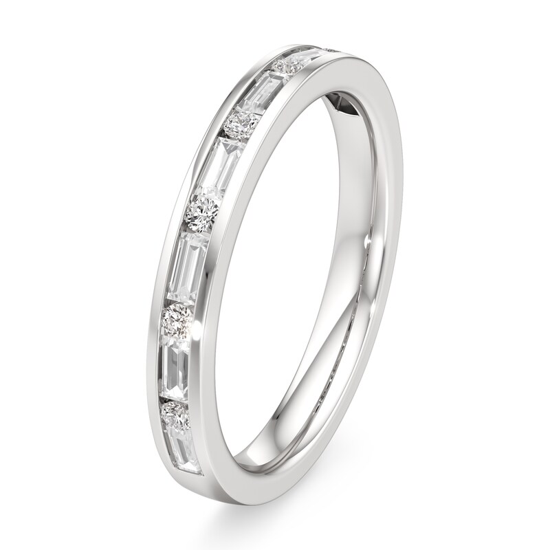 Main Image 4 of J'Lure Baguette & Round-Cut Lab-Grown Diamond Wedding Band 3/8 ct tw 18K White Gold