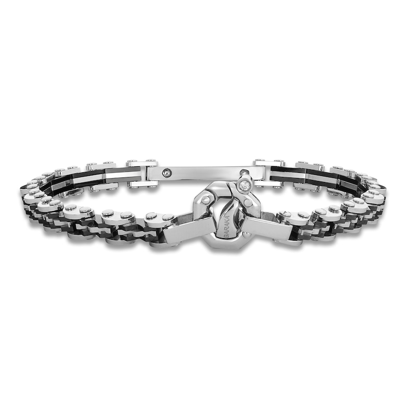 Main Image 3 of Baraka Men's Link Bracelet with Diamond Accent Stainless Steel, Black Ion Plating & 18K Yellow Gold 7.75"