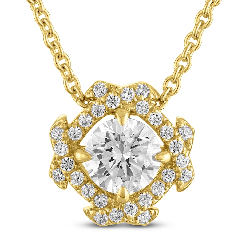 Main Image 1 of Unspoken Diamond Halo Necklace 1-1/4 ct tw 14K Yellow Gold 18"