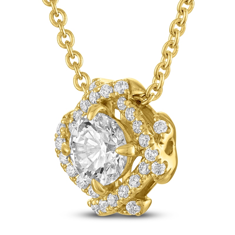 Main Image 2 of Unspoken Diamond Halo Necklace 1-1/4 ct tw 14K Yellow Gold 18"