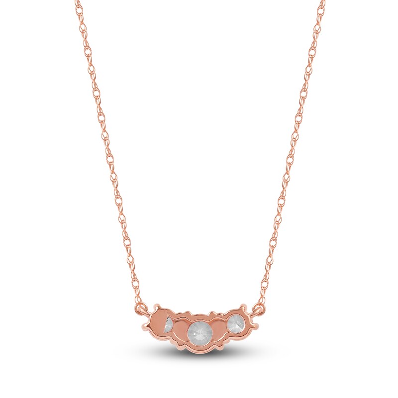 Main Image 3 of Lab-Grown Diamond Three-Stone Necklace 1 ct tw 14K Rose Gold 18"