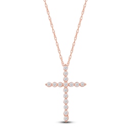 Lab-Grown Diamond Cross Necklace 1/2 ct tw 14K Rose Gold 18"