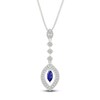 Thumbnail Image 1 of Marquise-Cut Blue Lab-Created Sapphire & White Lab-Created Sapphire Drop Necklace Sterling Silver 18"