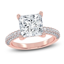 Princess-Cut Lab-Grown Diamond Engagement Ring 2-1/2 ct tw 14K Rose Gold