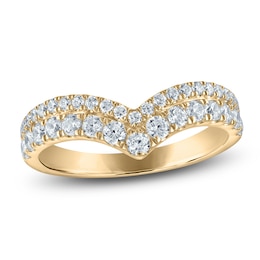 Vera Wang VOW Lab-Grown Diamond Two-Row Chevron Wedding Band 3/4 ct tw 14K Yellow Gold