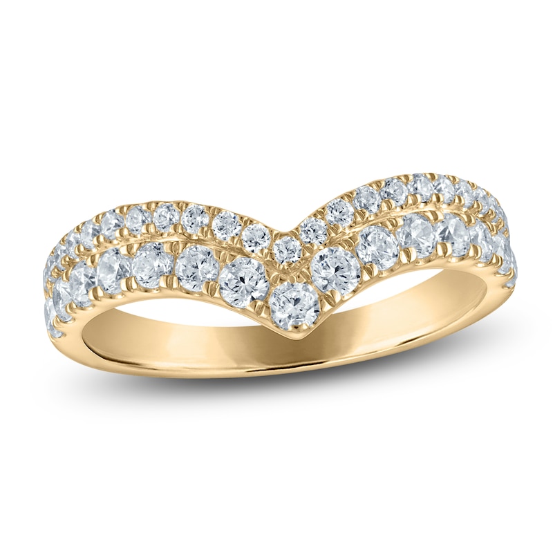 Main Image 1 of Vera Wang VOW Lab-Grown Diamond Two-Row Chevron Wedding Band 3/4 ct tw 14K Yellow Gold