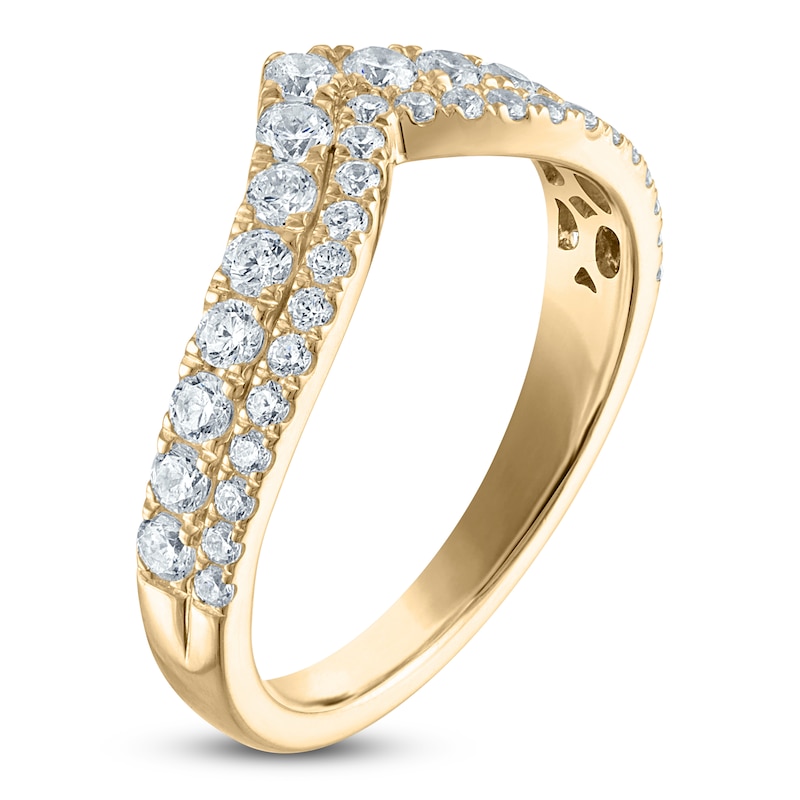 Main Image 2 of Vera Wang VOW Lab-Grown Diamond Two-Row Chevron Wedding Band 3/4 ct tw 14K Yellow Gold