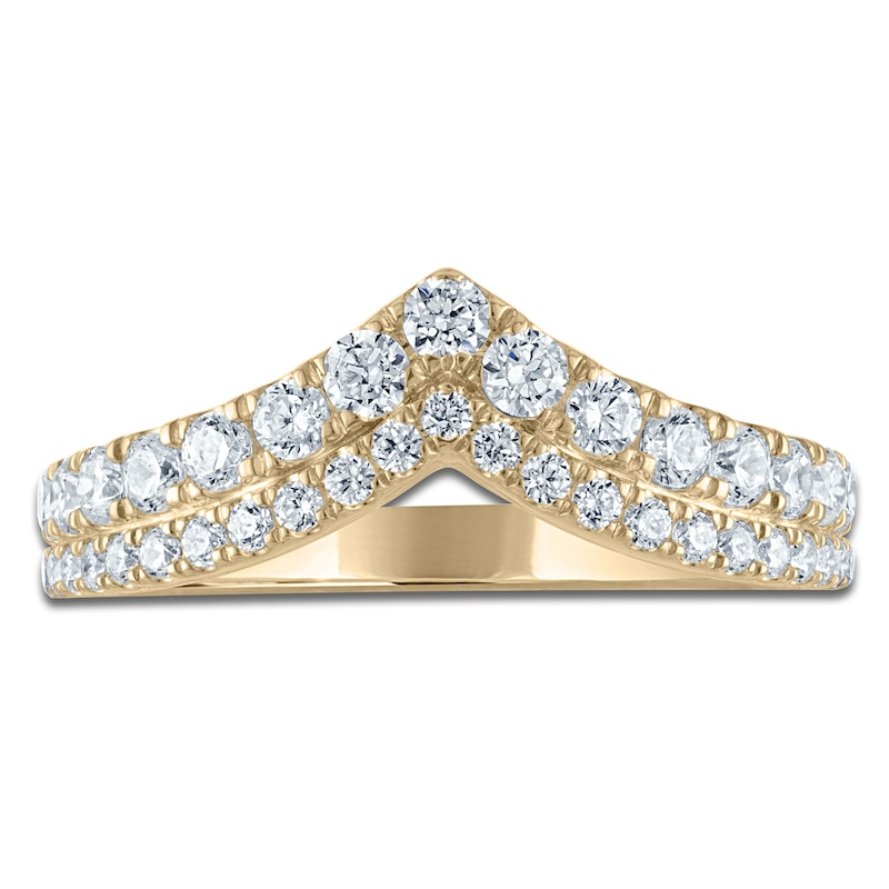 Main Image 3 of Vera Wang VOW Lab-Grown Diamond Two-Row Chevron Wedding Band 3/4 ct tw 14K Yellow Gold