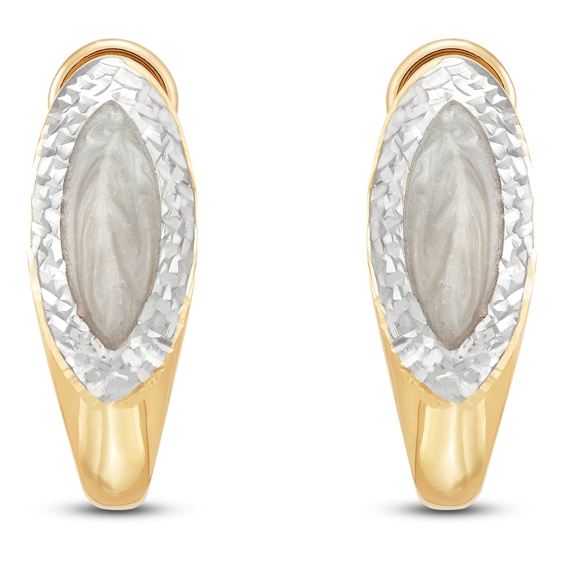 Main Image 1 of Italia D'Oro Colori Costa White Enamel Earrings 14K Yellow Gold