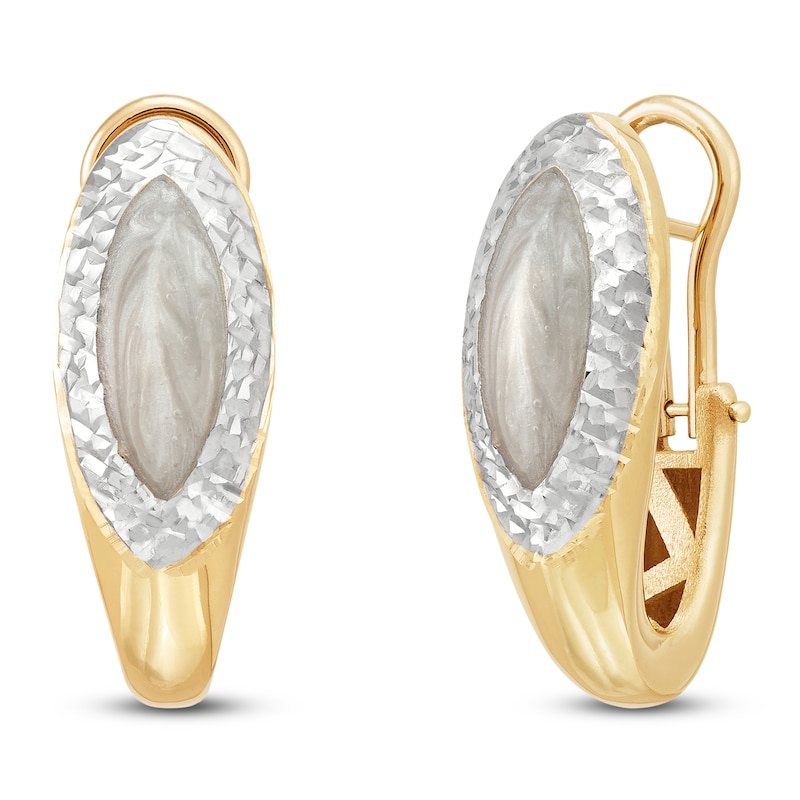 Main Image 2 of Italia D'Oro Colori Costa White Enamel Earrings 14K Yellow Gold