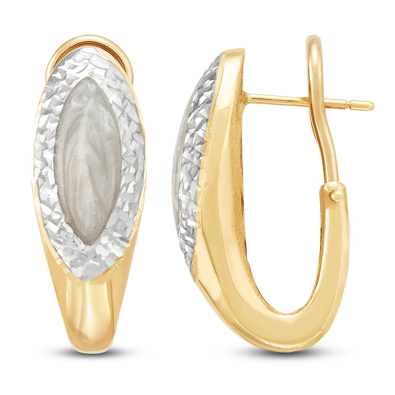 Main Image 3 of Italia D'Oro Colori Costa White Enamel Earrings 14K Yellow Gold