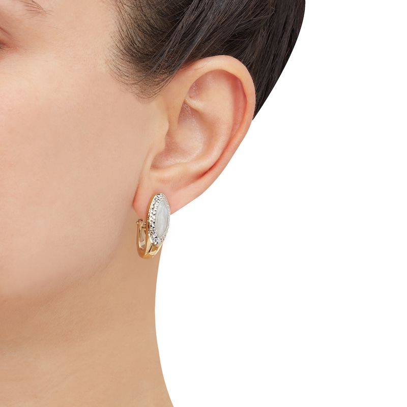 Main Image 4 of Italia D'Oro Colori Costa White Enamel Earrings 14K Yellow Gold