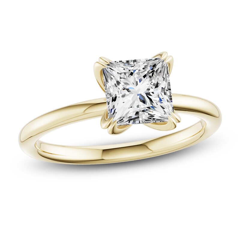 Main Image 1 of Certified Princess-Cut Diamond Solitaire Engagement Ring 2 ct tw 14K Yellow Gold (I1/I)