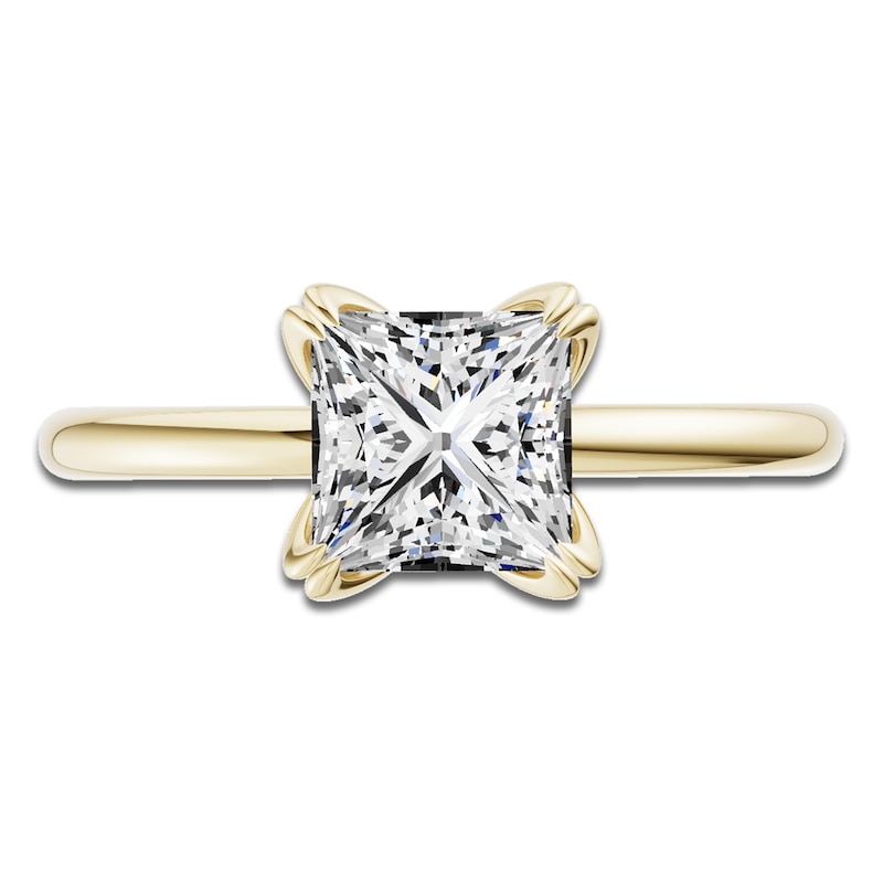 Main Image 3 of Certified Princess-Cut Diamond Solitaire Engagement Ring 2 ct tw 14K Yellow Gold (I1/I)