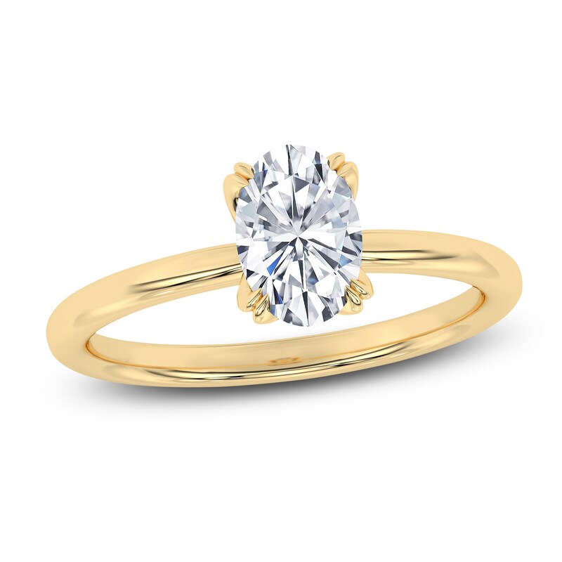 Main Image 1 of Certified Oval-Cut Diamond Solitaire Engagement Ring 1 ct tw 18K Yellow Gold (SI2/G)