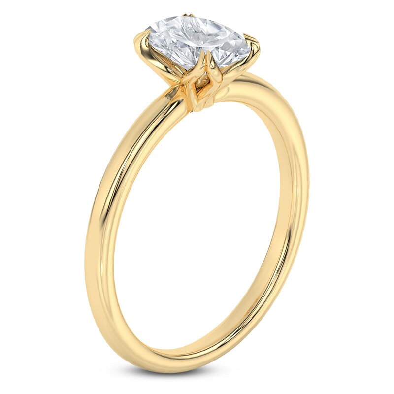 Main Image 2 of Certified Oval-Cut Diamond Solitaire Engagement Ring 1 ct tw 18K Yellow Gold (SI2/G)