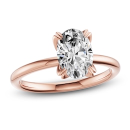Certified Oval-Cut Diamond Solitaire Engagement Ring 2 ct tw 14K Rose Gold (I1/I)