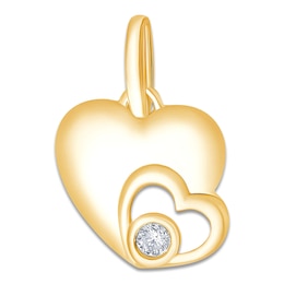 Children's Diamond Accent Double Heart Charm 14K Yellow Gold