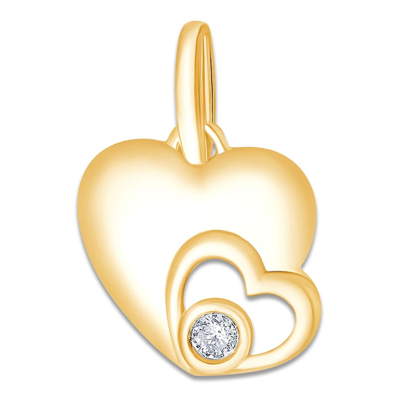 Main Image 1 of Children's Diamond Accent Double Heart Charm 14K Yellow Gold