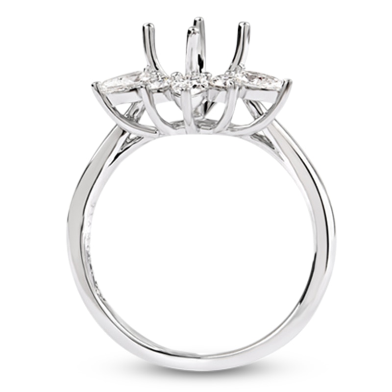 Main Image 2 of Storied Diamond Sands of Eternity Pear-Shaped & Round-Cut Half-Halo Engagement Ring Setting 5/8 ct tw Platinum