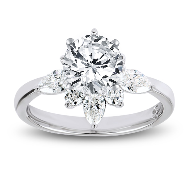 Main Image 3 of Storied Diamond Sands of Eternity Pear-Shaped & Round-Cut Half-Halo Engagement Ring Setting 5/8 ct tw Platinum