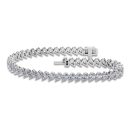Pear-Shaped Lab-Grown Diamond Tennis Bracelet 5 ct tw 14K White Gold 7"