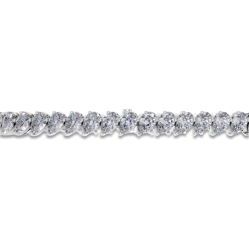 Main Image 2 of Pear-Shaped Lab-Grown Diamond Tennis Bracelet 5 ct tw 14K White Gold 7"