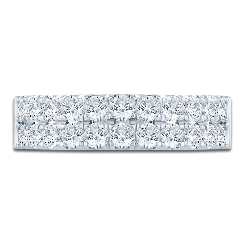 Main Image 3 of Lab-Grown Diamond Two-Row Anniversary Ring 1 ct tw 14K White Gold