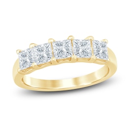 Princess-Cut Lab-Grown Diamond Five-Stone Anniversary Ring 1-1/2 ct tw 14K Yellow Gold