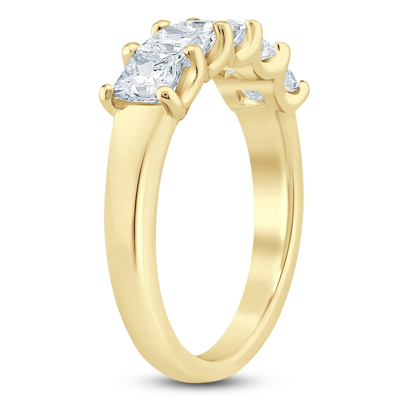 Main Image 2 of Princess-Cut Lab-Grown Diamond Five-Stone Anniversary Ring 1-1/2 ct tw 14K Yellow Gold