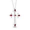 Thumbnail Image 3 of Marquise & Round-Cut Natural Ruby & Diamond Cross Necklace 1/10 ct tw 14K White Gold 18"