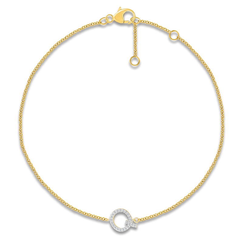 Main Image 1 of Diamond Initial Q Bracelet 1/15 ct tw 10K Yellow Gold 7.5"
