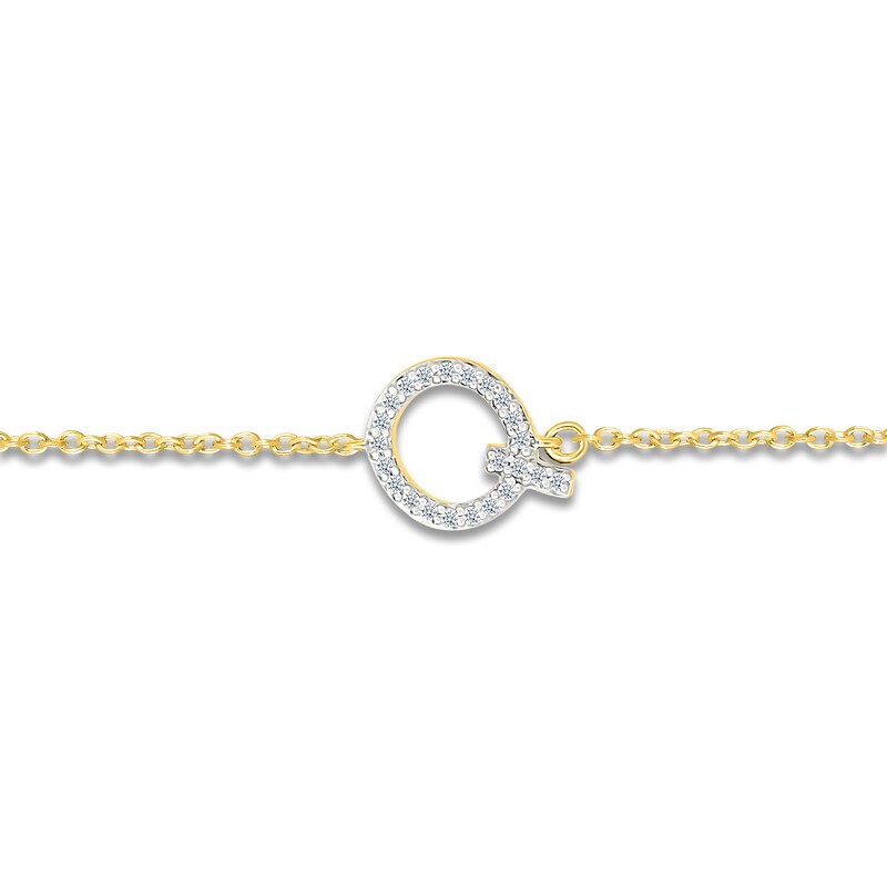 Main Image 2 of Diamond Initial Q Bracelet 1/15 ct tw 10K Yellow Gold 7.5"