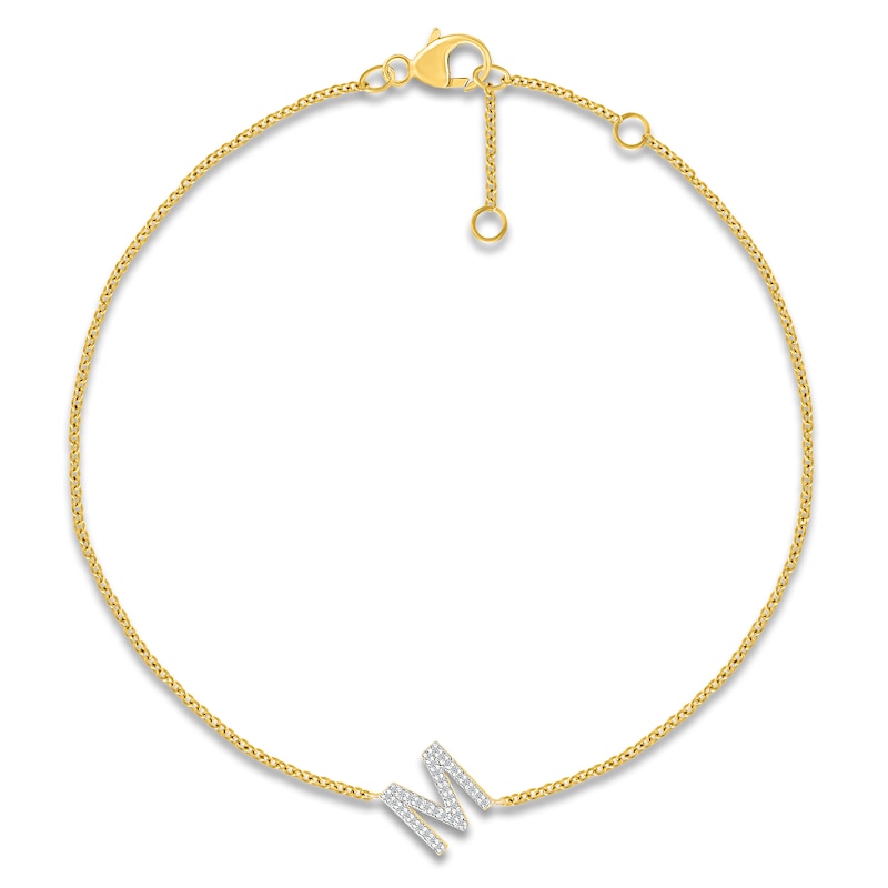 Main Image 1 of Diamond Initial M Bracelet 1/15 ct tw 10K Yellow Gold 7.5"