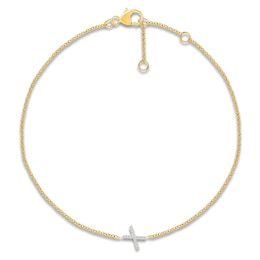 Diamond Initial X Bracelet 1/15 ct tw 10K Yellow Gold 7.5"