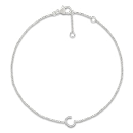 Diamond Initial C Bracelet 1/15 ct tw 10K White Gold 7.5"