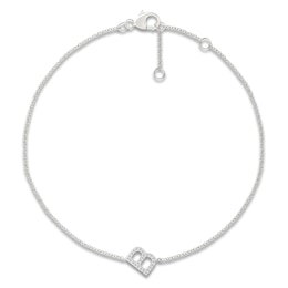 Diamond Initial B Bracelet 1/15 ct tw 10K White Gold 7.5"